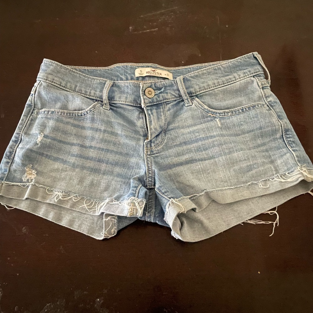 Hollister Blue Jean Shorts Distressed Casual Style